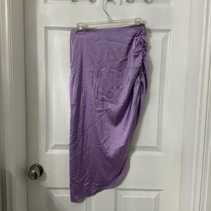 Cider Ruched Slit Midi Purple Skirt - Size Small